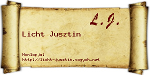 Licht Jusztin névjegykártya